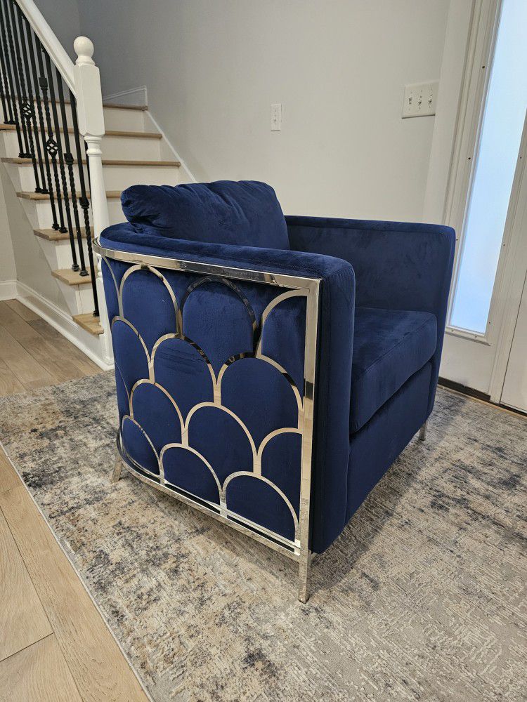 Accent Chair Verona Silver and navy
