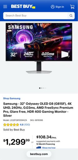 Samsung 32” Odyssey OLED G8 Gaming Monitor New