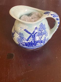 Vintage Blue Creamer Pitcher Hand Painted In Japan
