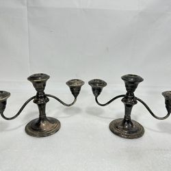 Pair of Vintage WM Rogers ~ Sterling Weighted Reinforced Candelabra ~ 9A-2