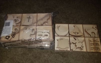 6 PCS WOODEN PAINTING FIGURINS ( HALLOWEEN 🎃 )