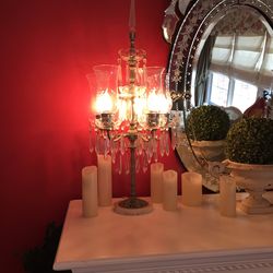 Antique Glass Pedestal Chandeliers