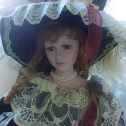 3ft Tall Victorian Porcelain Doll Hat Dress