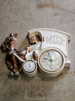 Vintage 70's milk man clock and thermostat