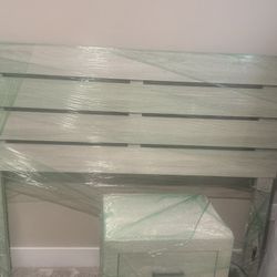 White Washed  Bedroom Set  Queen Size With New Mattress