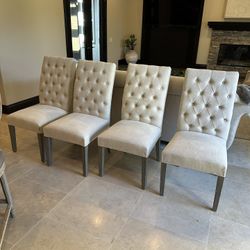 Set Of 4 RH  Restoration Hardware Tufted Bennett Parsons Dining Chairs