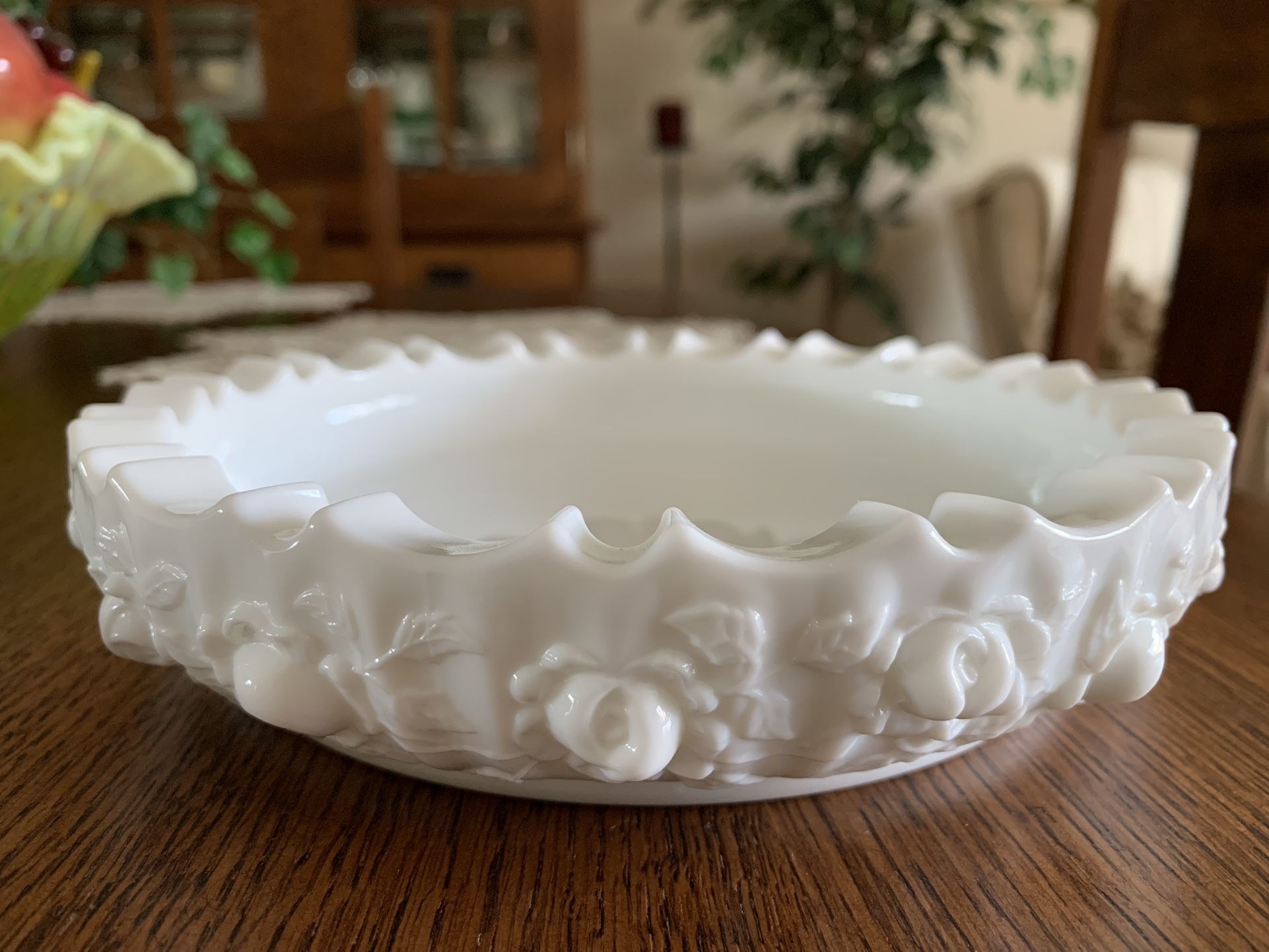 VTG Fenton Milk Glass Cabbage Rose Ashtray