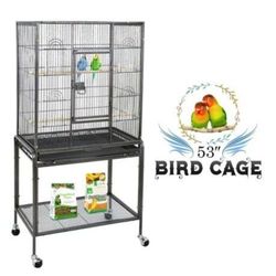 53" Bird Cage with Stand Wrought Iron Frame Birdcage"