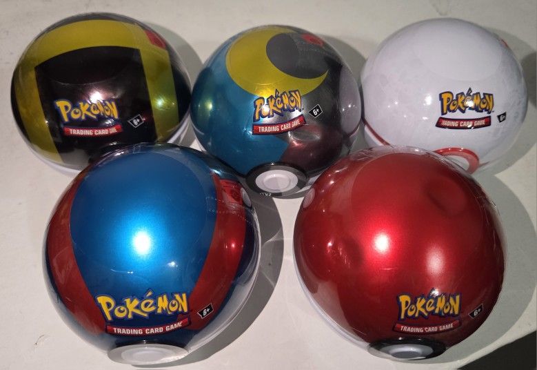 3 Pack Sealed Pokeball Tins (imperfect) With Pokemon Cards And Stickers