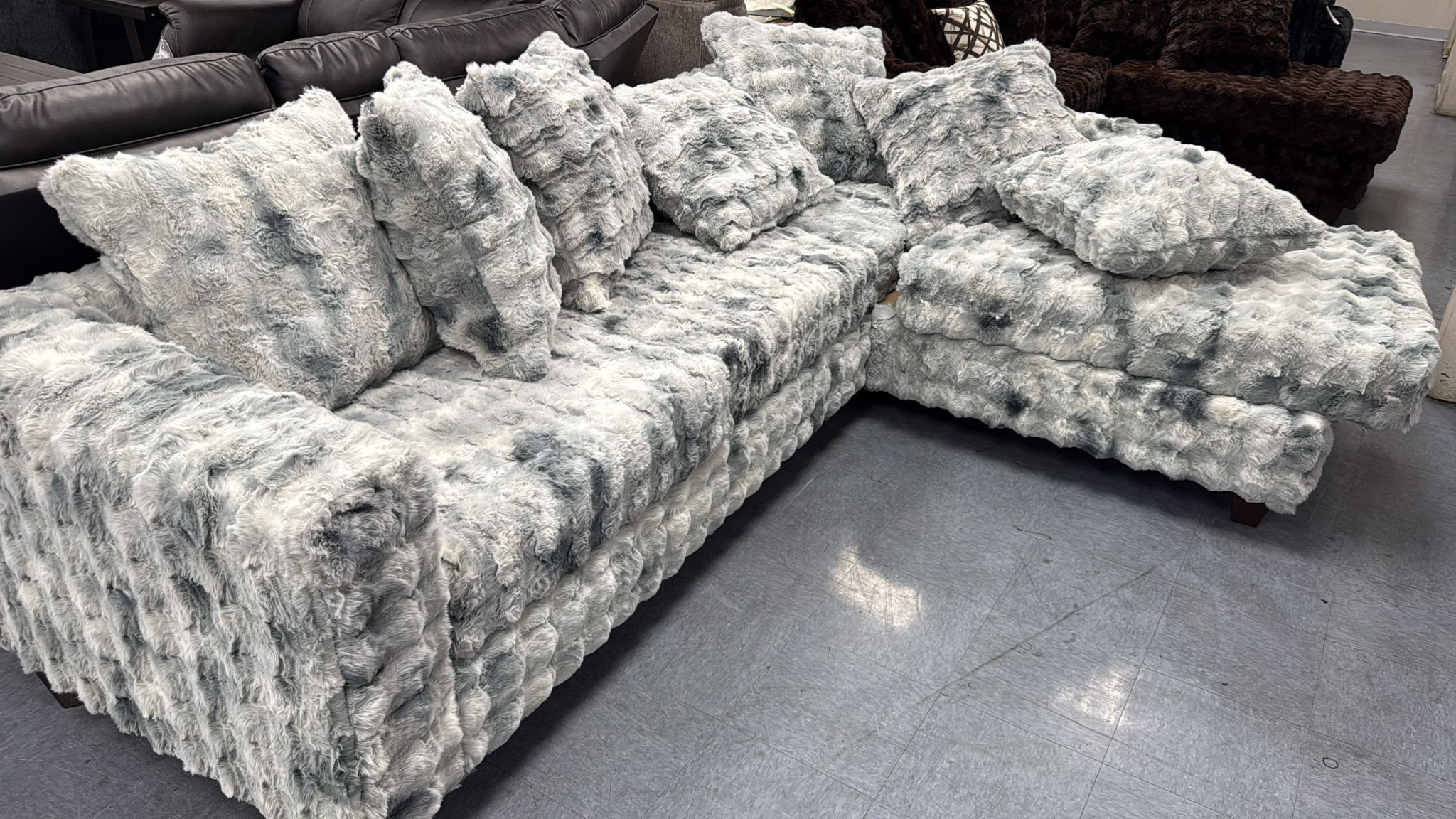 The "Cloud" Furry Sectional Sofa: Oversized Comfort