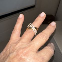 silver and gold ring size 7 ladies