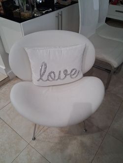 White Upholstered Accent Chair with Chrome Legs