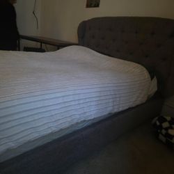 Full-size Bed Frame With Quilted Headboard (Queen Mattress And Box spring Included!!)