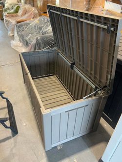 New-150 Gallon Lockable Resin Deck Box, Waterproof & UV-Resistant Outdoor Storage Box for Outdoor Cushion Storage, Garden Tools & Pool Accessories Sto