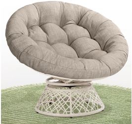 Papasan Outdoor & Indoor Chair - White Frame and Silver Cushion