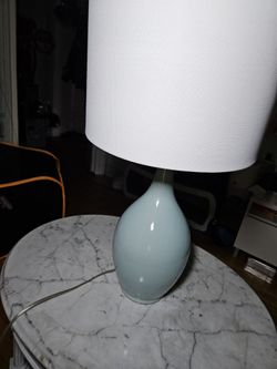 Light Blue Ceramic Table Lamp with White Shade