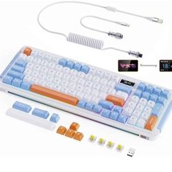 ROYALAXE ProtoArc L98 Wireless Mechanical Keyboard with 1.14” TFT LCD, Hot-swappable RGB Keyboard with Gateron G Yellow Pro Switches, Bluetooth/2.4G/W