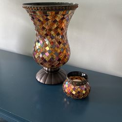 PartyLite Global Fusion Hurricane  Candle Holder Vase And Votive