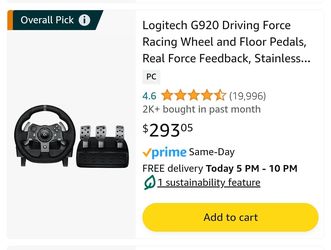 Logitech G920 Racing Wheels And Pedals For XBOX