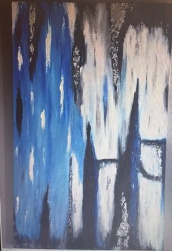 30x48 Custom Abstract Blue & Black Painting