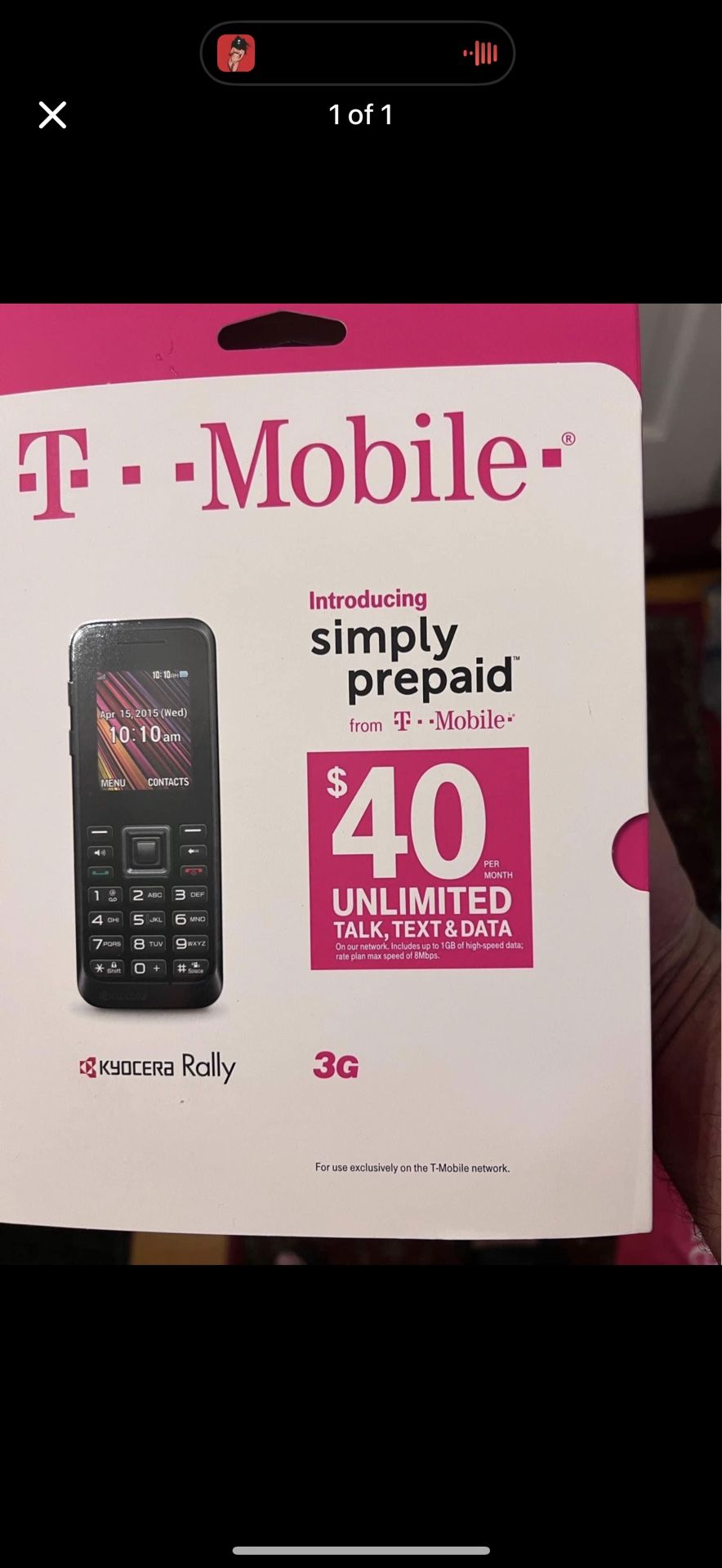 T-Mobile simply prepaid, Kyocera Rally phone