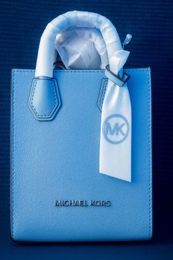 Michael Kors Mercer XS NS Shopper Xbody – Pale Blue Pebbled Leather – Brand New With Tags