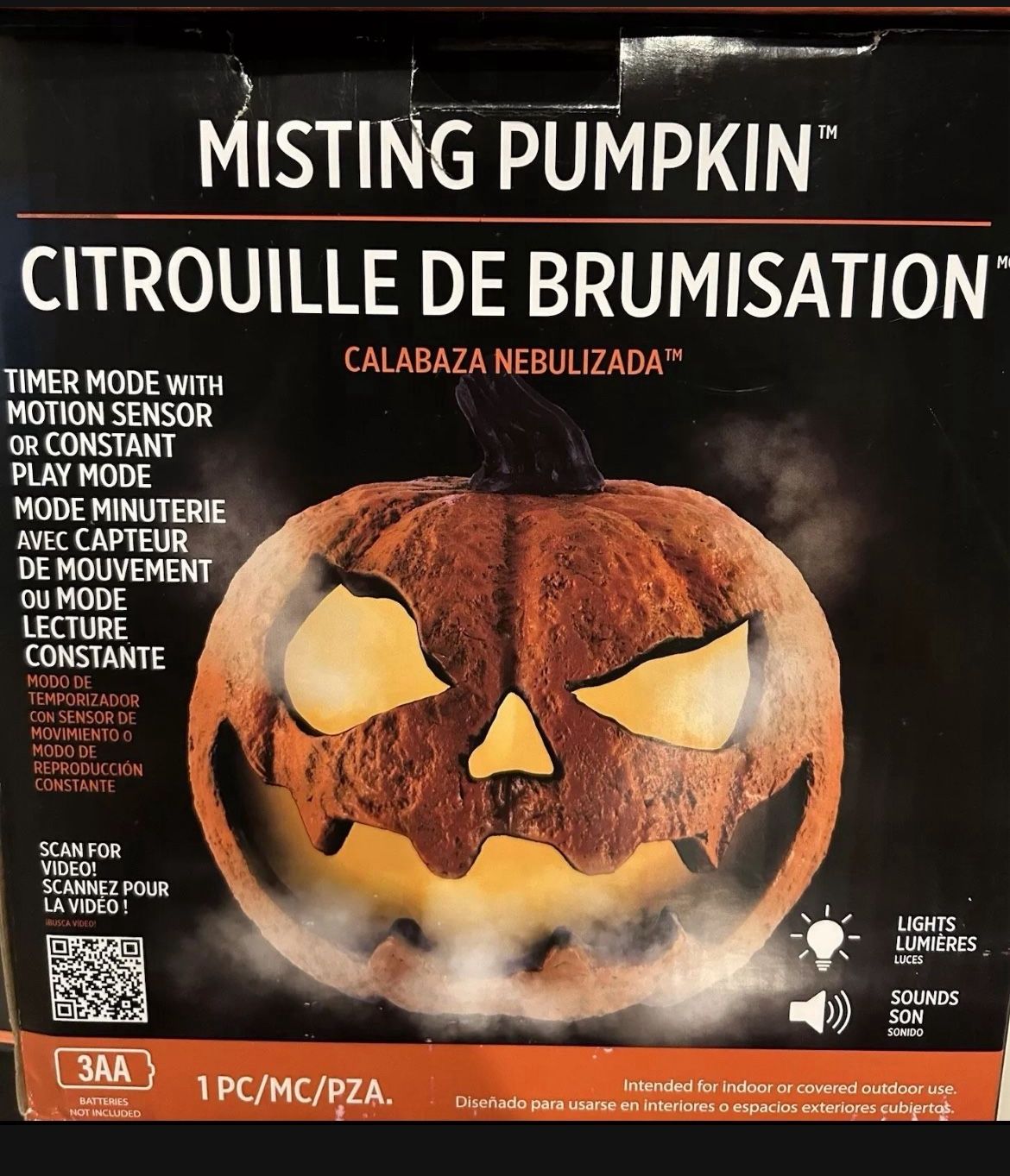 π Halloween Misting Pumpkins . Weighs 1.3 lbs. 9"H x 8 1/2"L x 8 1/2"W.