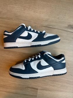 Nike Dunk Low White and Navy Sneakers