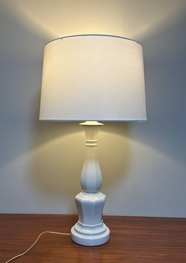 Antique Tall Opaline Buffet Table Lamp Accent Decor