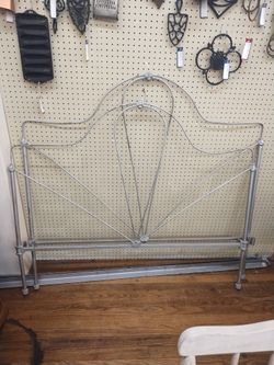 Antique Iron Bed with rails & slats