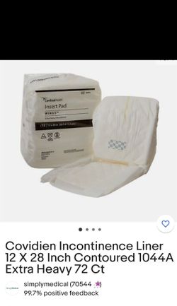 Covidien Incontinence Liner Extra Heavy Absorbency Pad