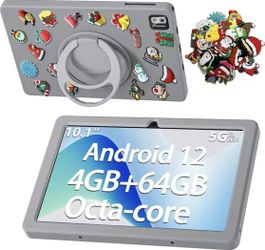 Android 12 Tablet, 10 Inch Tablet, 4GB RAM 64GB ROM with Case, Octa-Core 2.0Ghz Processor, 1280 * 800 IPS, Dual 2+5MP Camera, 6000mAh, GPS, Bluetooth,