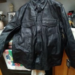 Men's Black Leather Jacket. New Size Xxl