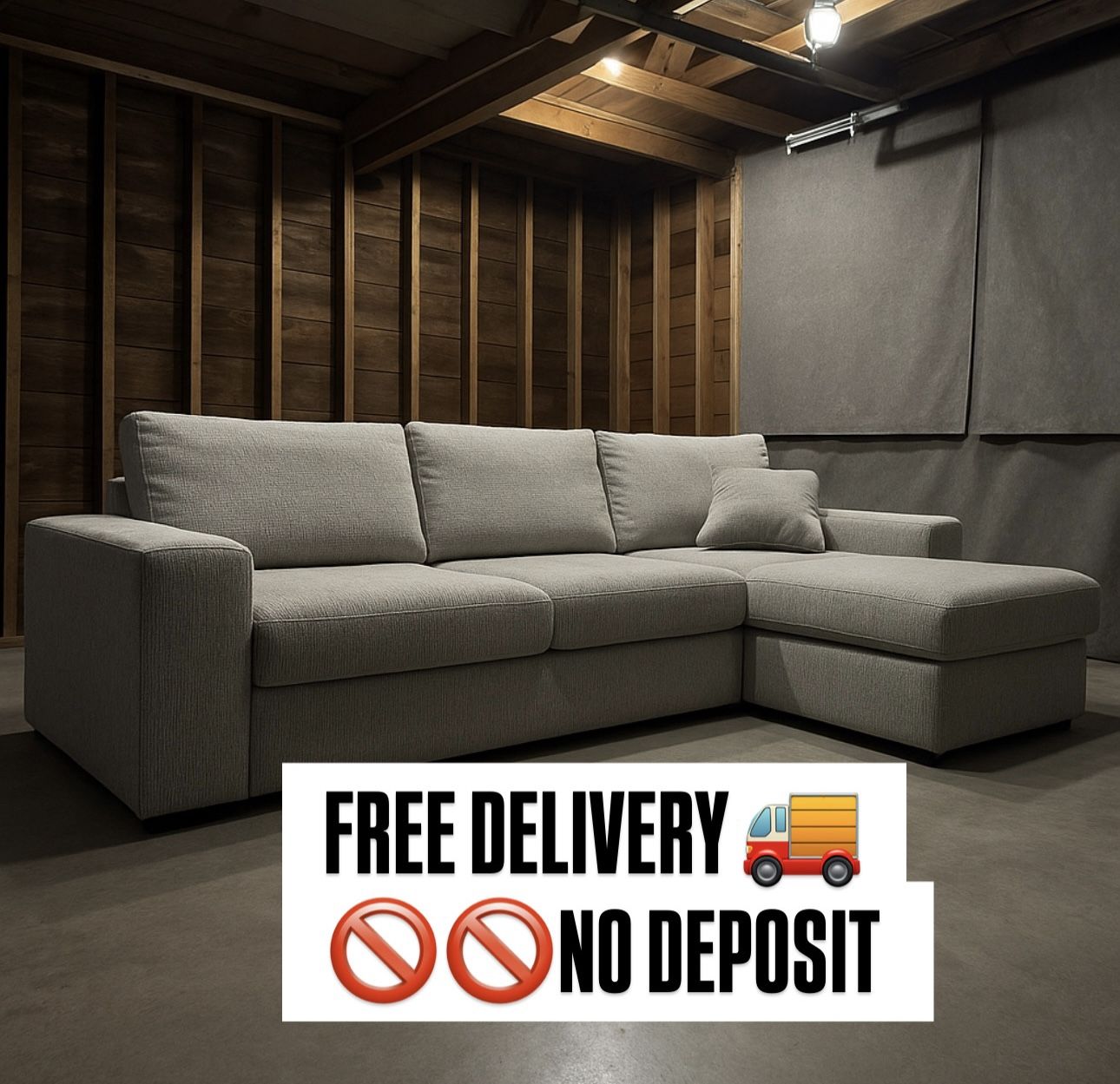 FREE DELIVERY 🚚 NO DEPOSIT GREY SECTIONAL SOFA COUCH PLUSH✅