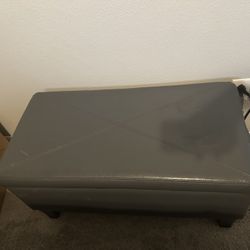 Faux Leather Bench Ottoman  (Gray)