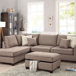 3 Pieces Beige Sectional 