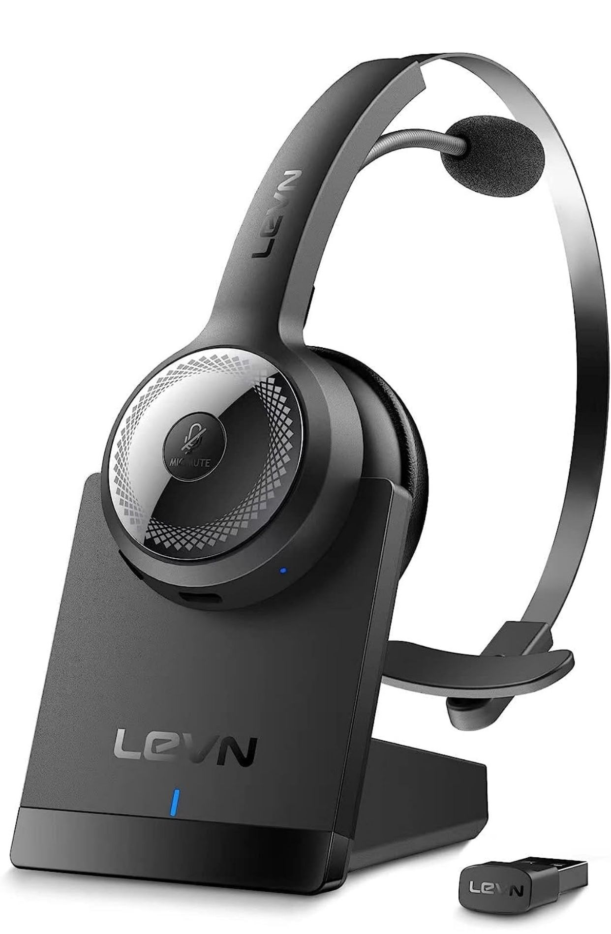 Bluetooth 5.0 Headset, Wireless Headset with Microphone (AI Noise Cancelling), 35Hrs Bluetooth Headphones with USB Dongle for PC, Suitable for Remote