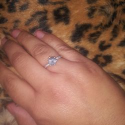 Silver Ring Sapphire With Crown Size 5