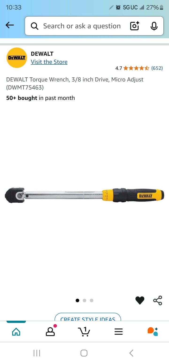 Dewalt Toque Wrench 3/8