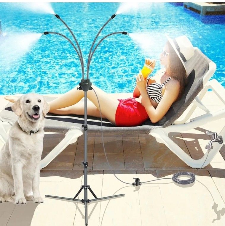 Standing Misters for Outside Patio, Adjustable Height 5.3 FT Stand Misting System for Cooling Outdoor, Portable Water Mister