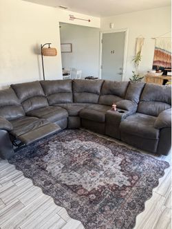 Gray leather sectional