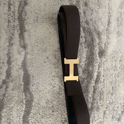 Hermes Gold Buckle Brown Belt 