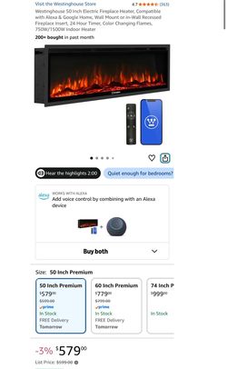 Westinghouse 50 Inch Electric Fireplace Heater