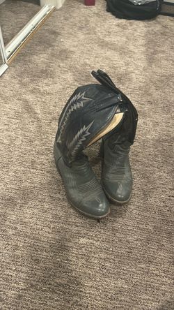 Gray and navy Leather Cowboy Boots