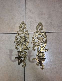 ✨ Par de Candelabros Antiguos de Bronce – Elegancia Clásica / Pair of Antique Brass Candlesticks – Classic Elegance ✨