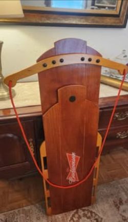Vintage Budweiser - Promotional Wood Sled Advertising Bar Pub Display RARE Sign.