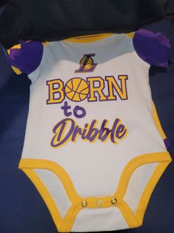 NBA Los Angeles Lakers 3-Piece Creeper Set Size 0-3M Lakers Baby Onesies