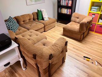 Vintage Corduroy Six Section Couch - Clean