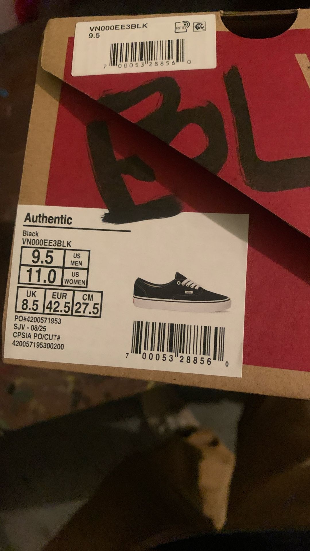 authentic vans 9.5