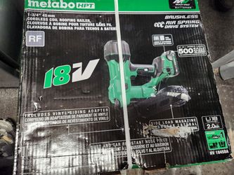 Metabo Hpt 18v Cordless Coil Roofing Nailer Kit.